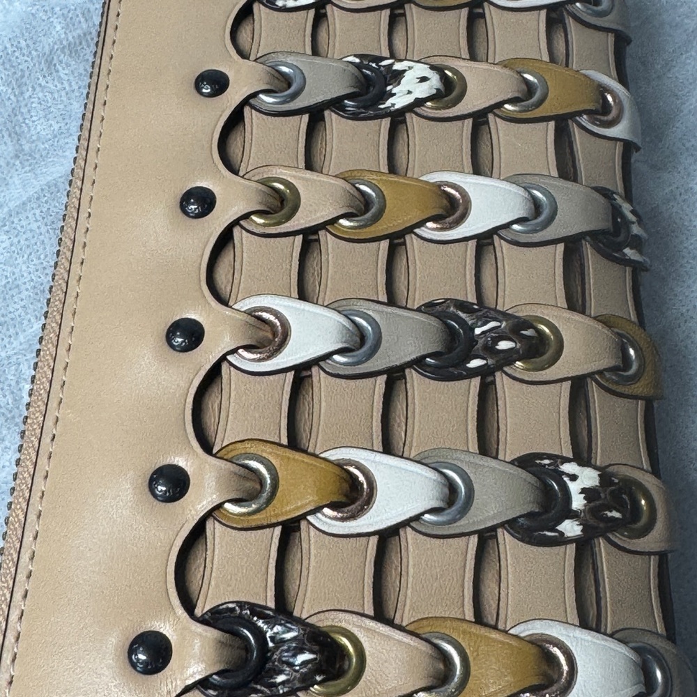 Coach Tan 1941 Link exotic phyton wallet rare multicolor leather zip around - Picture 5 of 14